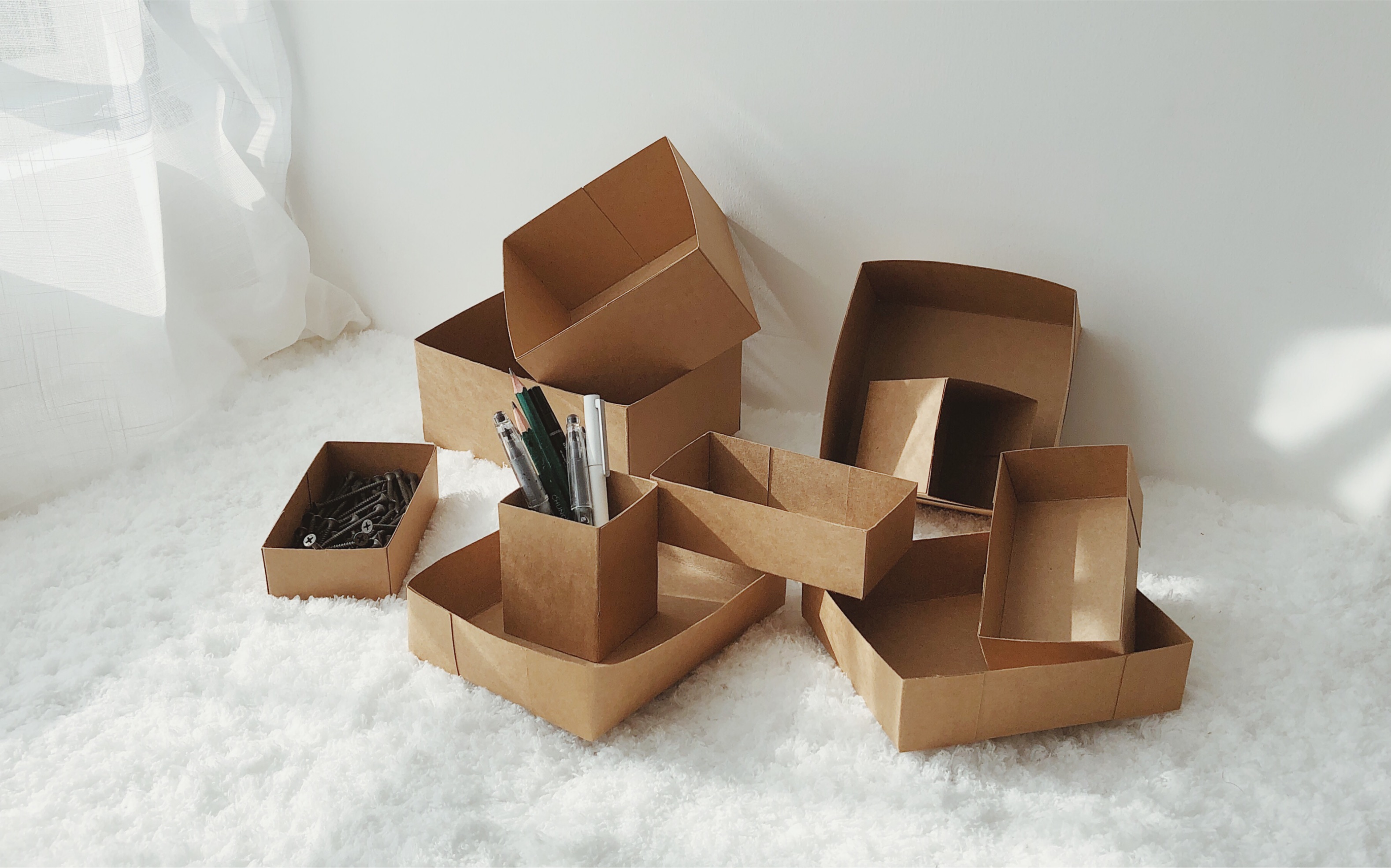 活动作品19块钱买的牛皮纸做了一大堆收纳纸盒