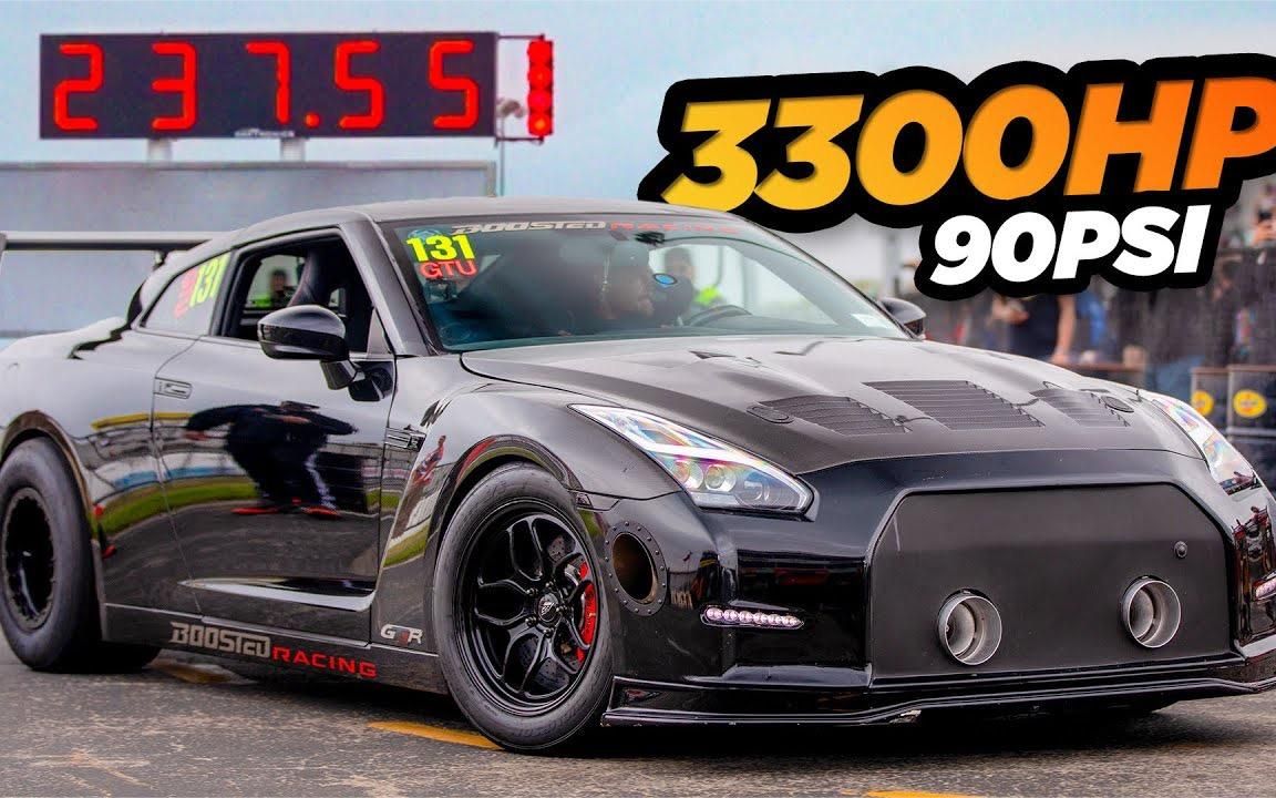 3300匹gtr在400米直线加速赛上,碾压全场!整个加速过程太疯狂了