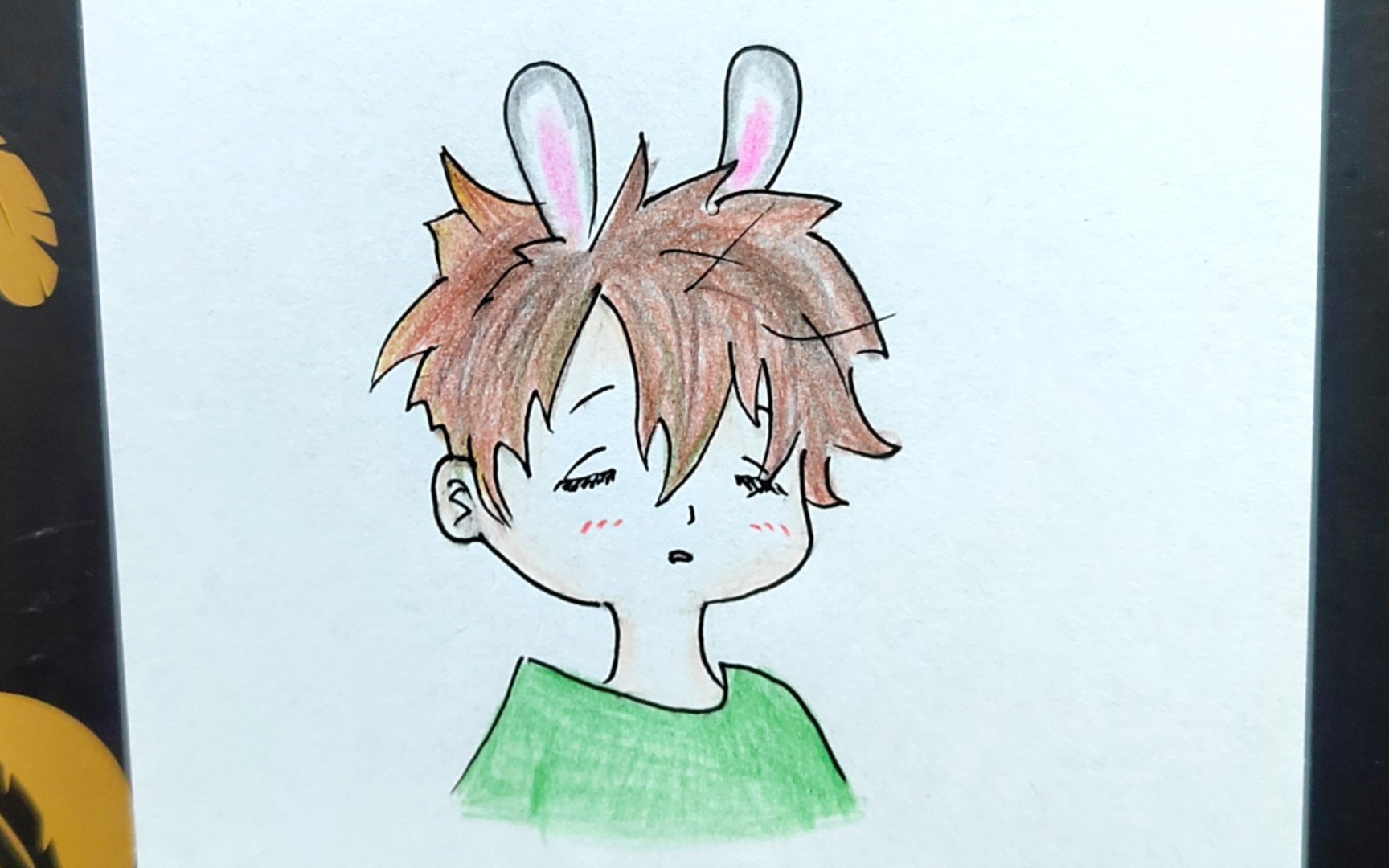 (随笔画)睡眼朦胧的兔耳男孩