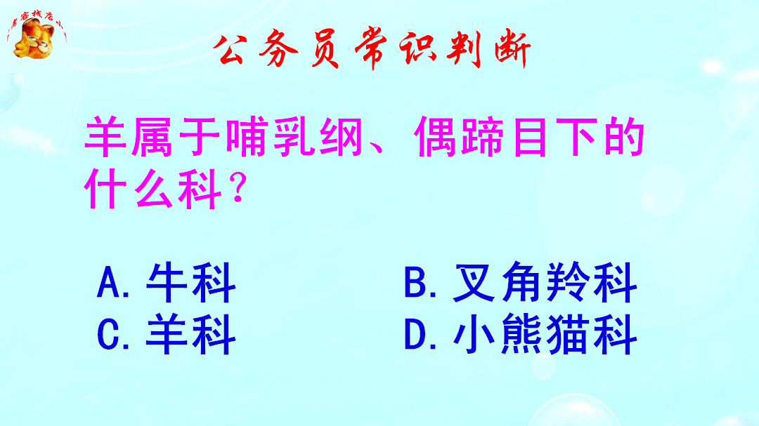 公务员常识判断,羊属于哺乳纲偶蹄目下的什么科?难倒了学霸哔哩哔哩bilibili