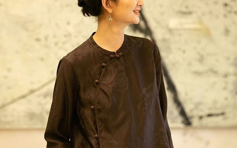 早秋中式香云纱提花上衣