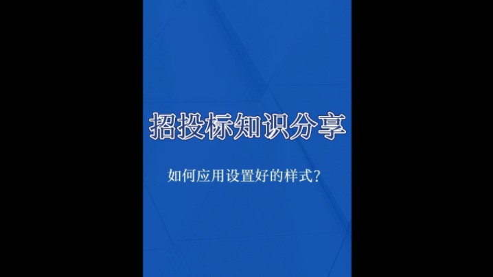 零基础学习标书编制,如何应用设置好的样式?哔哩哔哩bilibili