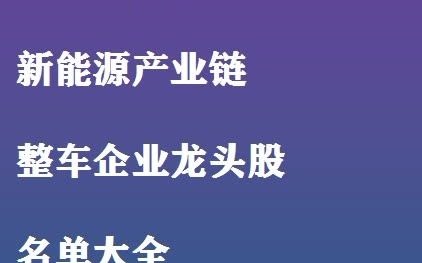 2021版a股新能源產業鏈整車企業龍頭股名單大全建議收藏