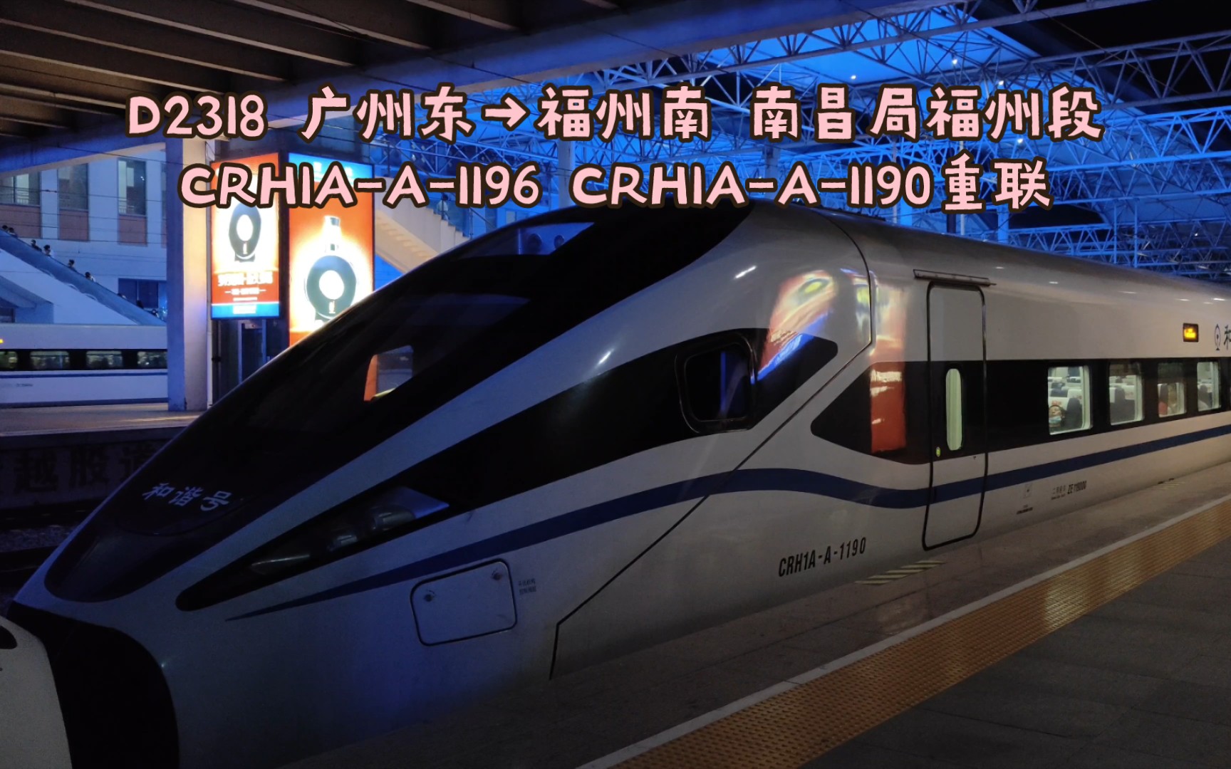 【拍车】D2318 广州东→福州南 CRH1AA1196 CRH1AA1190重联 莆田进站哔哩哔哩bilibili