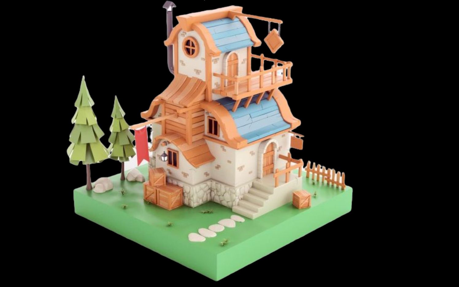 3dmax简单房子模型制作图片
