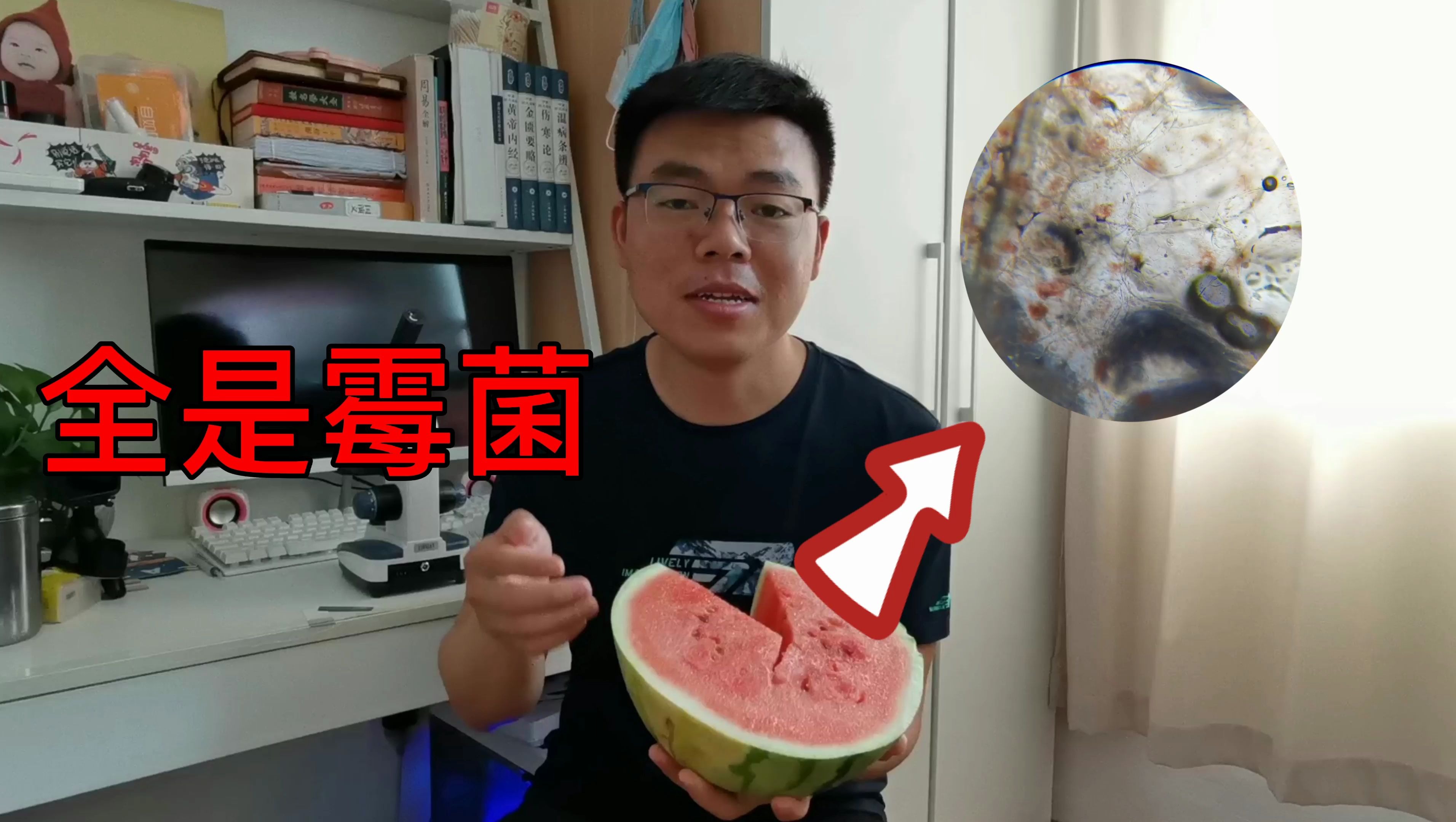 隔夜西瓜放大100倍,看到的全是霉菌,这样的西瓜你还敢吃吗?