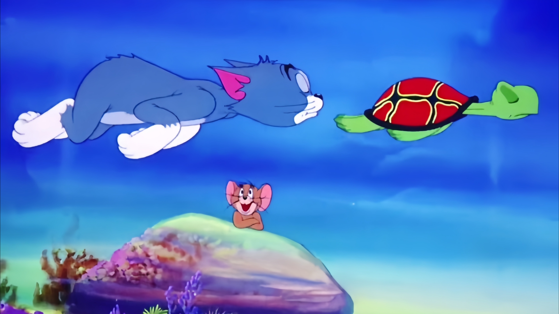 《猫和老鼠》汤姆乌龟式游泳.