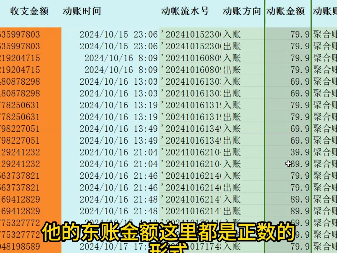 dou 店的资金流水无论是出账还是入账,他的动账金额这里都是正数哔哩哔哩bilibili