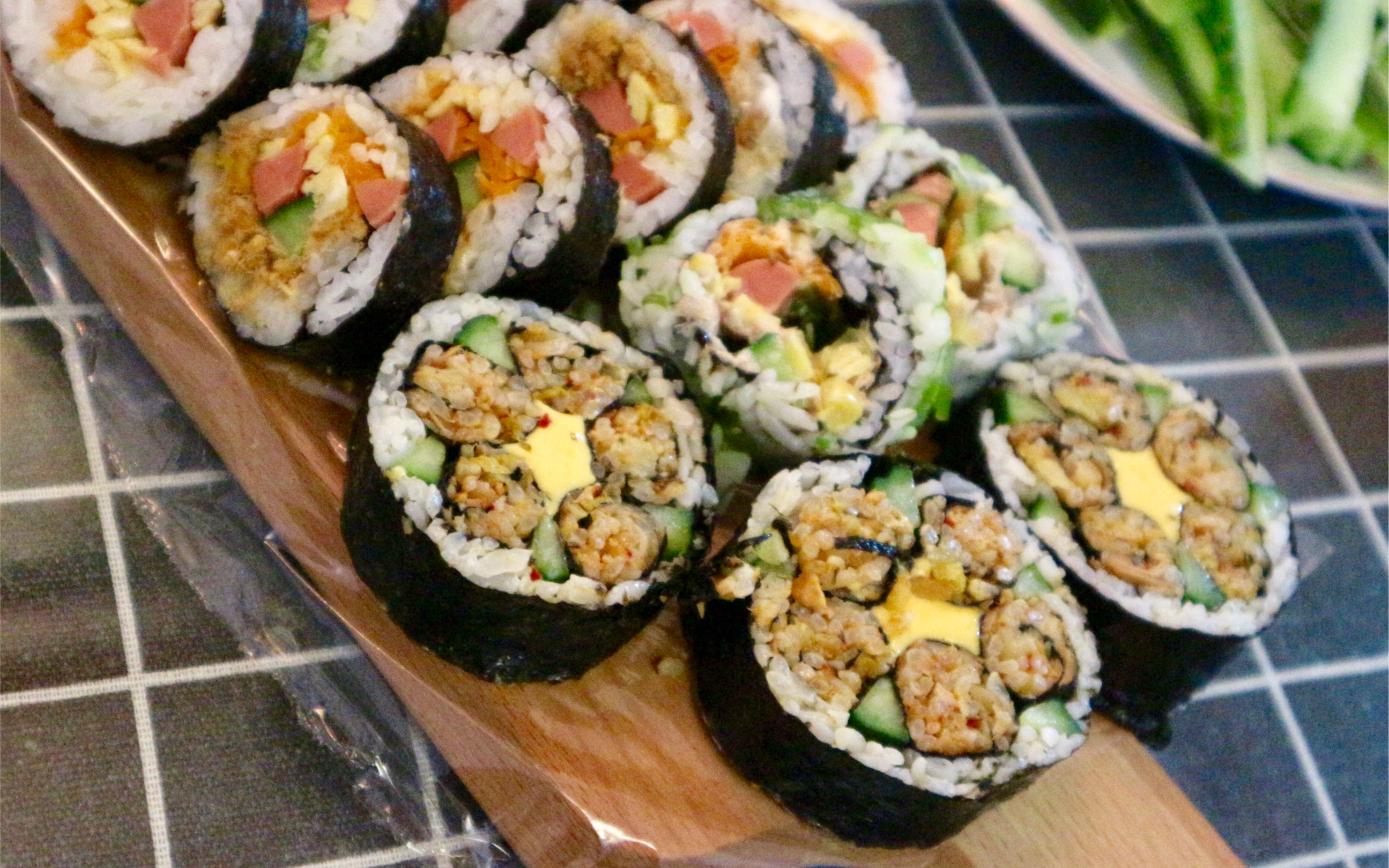 【紫菜包饭】紫菜包咸蛋黄肉松金枪鱼泡菜芝士