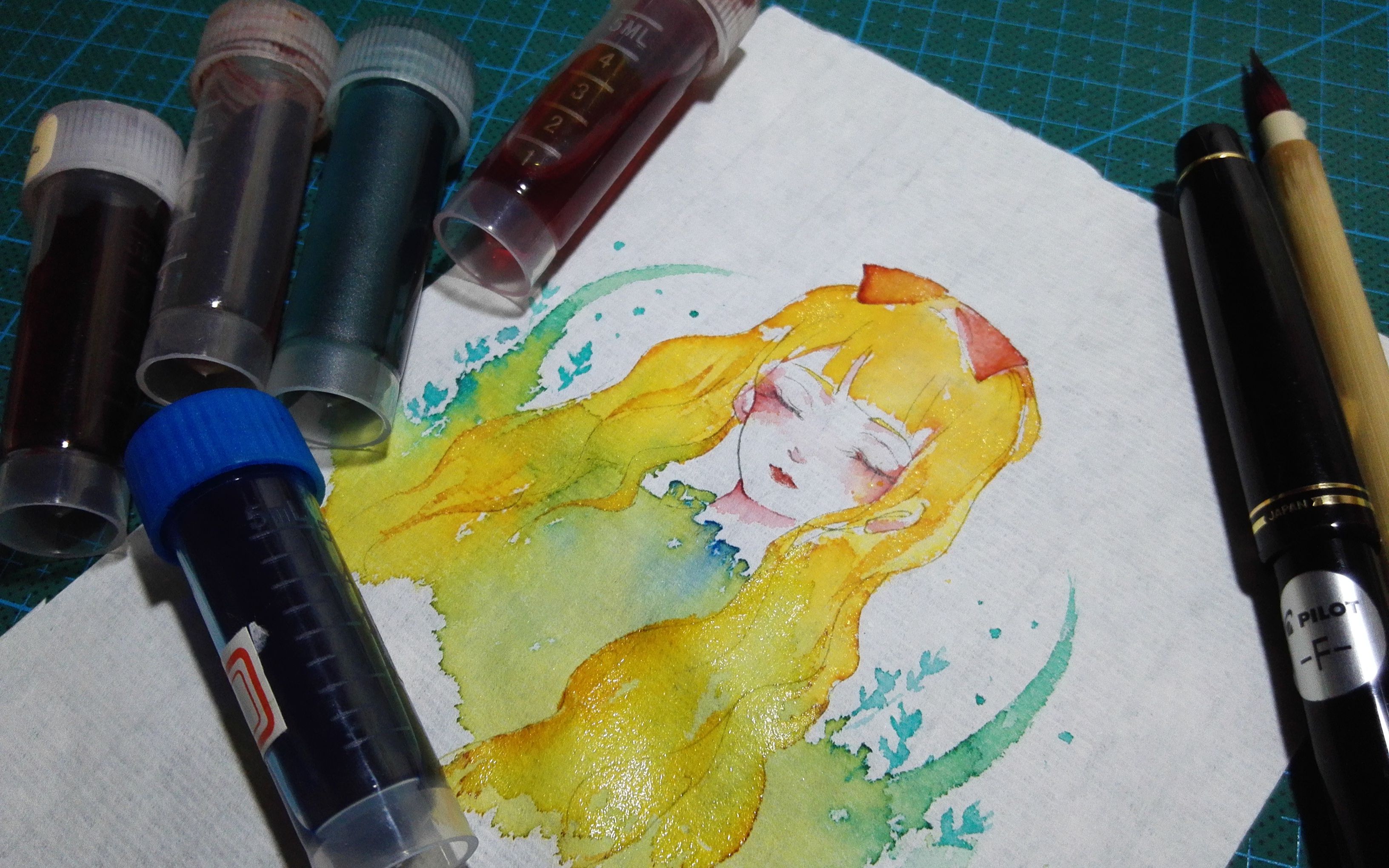 【手绘】用彩色墨水画个小姐姐_哔哩哔哩 (゜-゜)つロ 干杯~-bilibili