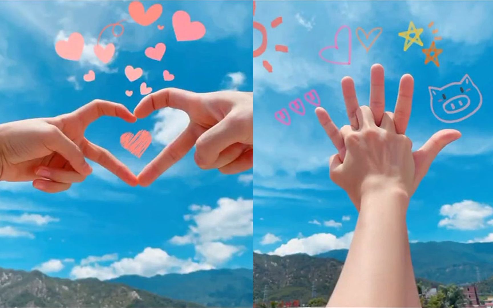 情侣手势图片一左一右图片