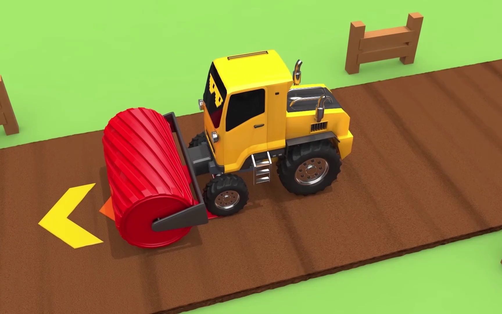 早教动画:压路机帮助小车车在前面压路,所有的小车车非常高兴的通过了