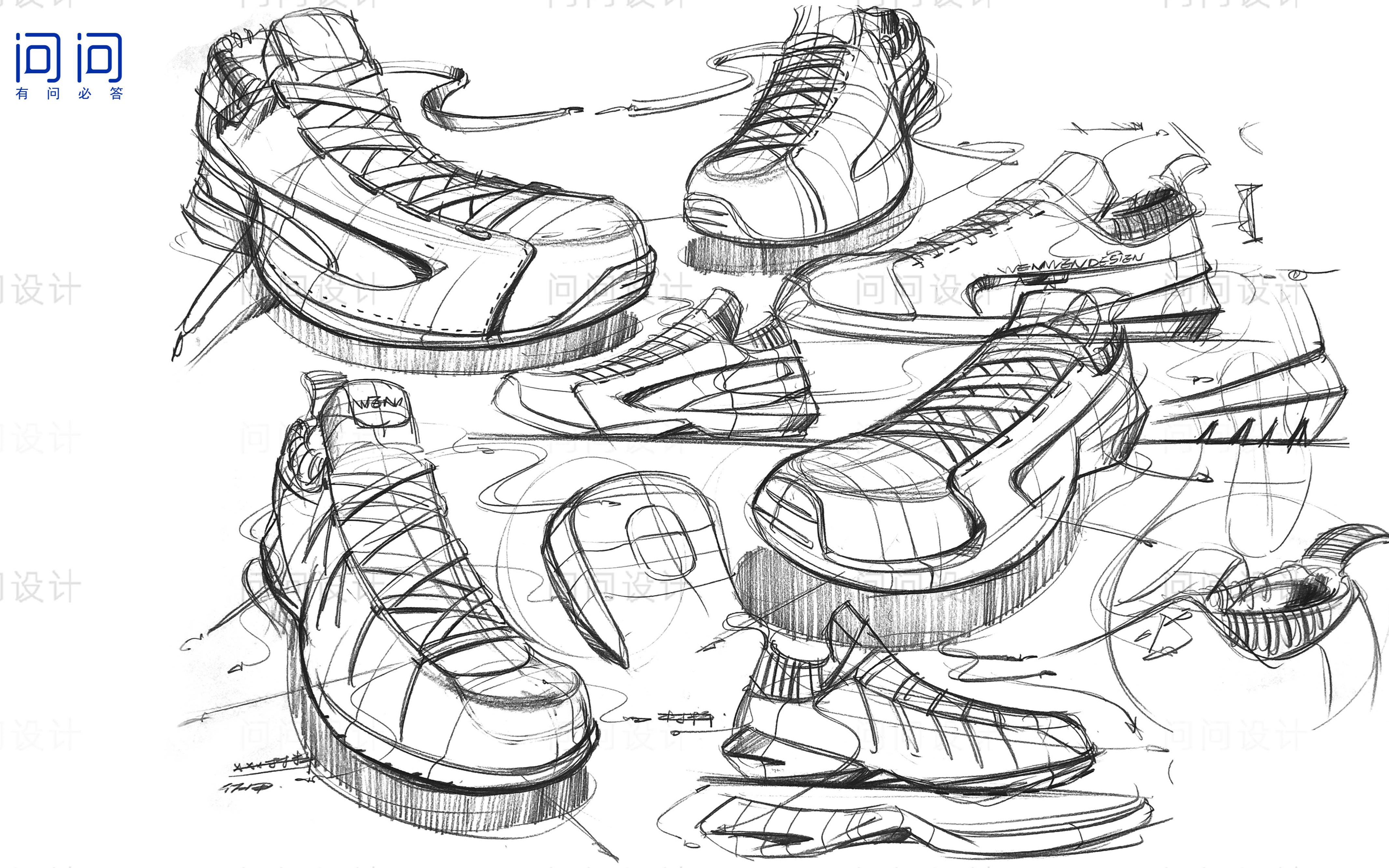 [图]工业设计手绘/产品设计手绘——运动鞋草图推敲过程