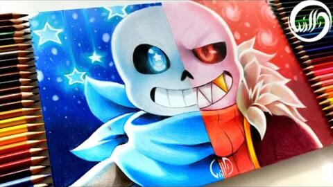 Drawing - Killer Sans VS Horror Sans ( UNDERTALE AU ) 