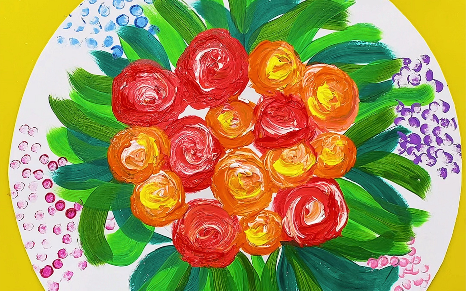 丙烯画:画圈创意玫瑰花95