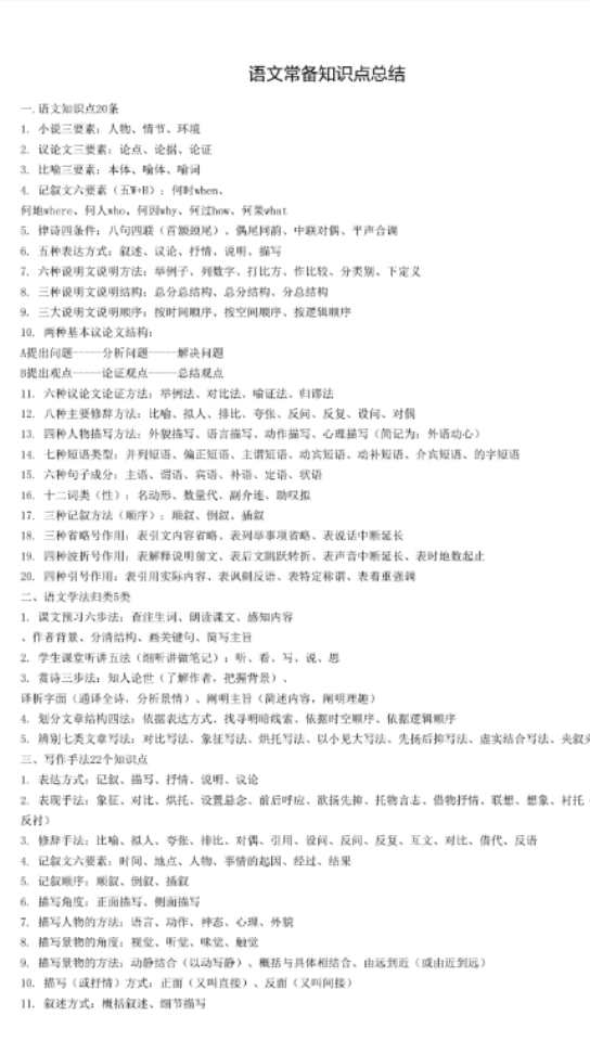 [图]高一语文基本知识点