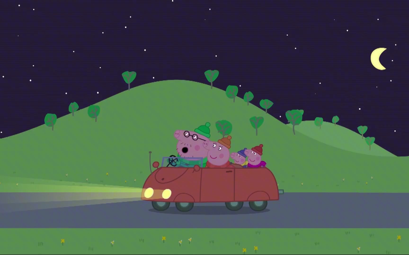 小猪佩奇:小猪佩奇一家夜晚看星星,真有趣呀