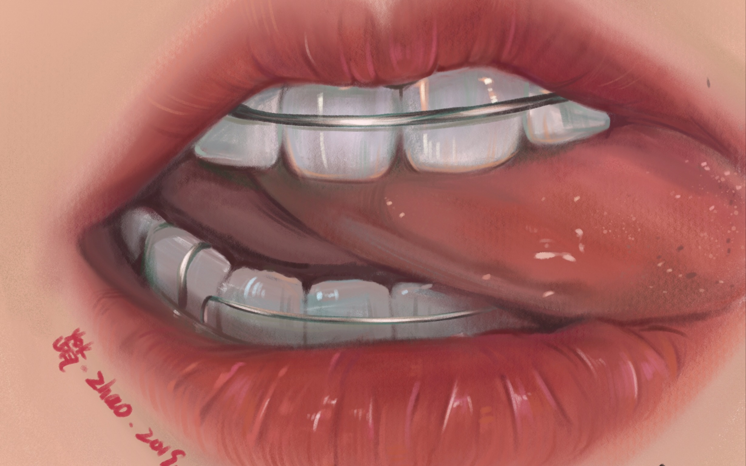 【ipad】照片写生 厚涂一个不知道为什么戴牙套还张嘴咬自己舌头的大