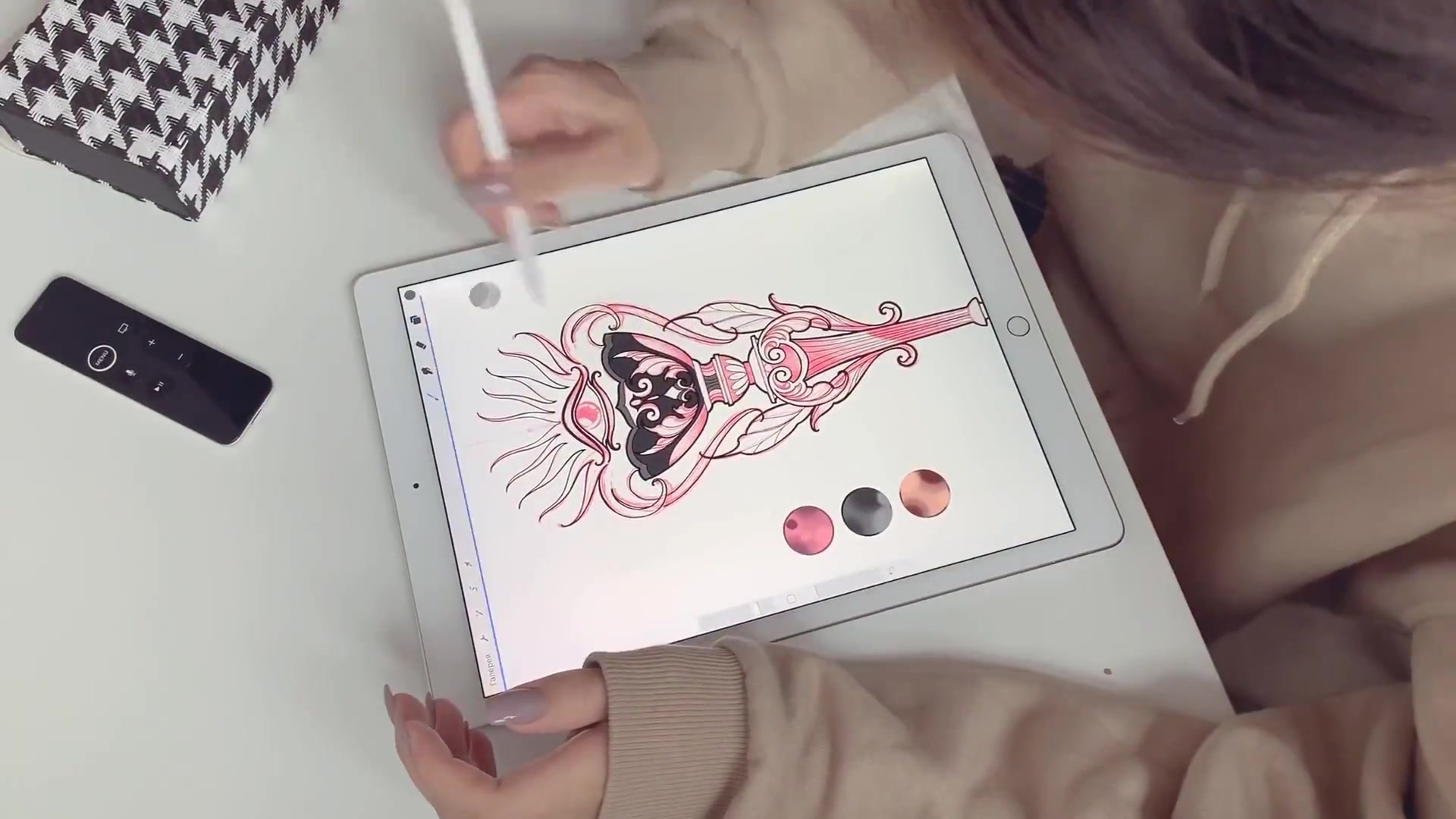 [纹研一厂]ipad pro,欧洲新传统纹身手稿绘制过程,快速上色技巧_哔哩