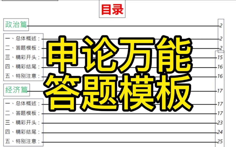 [图]申论万能答题模板！（政治、经济、文化、社会、生态篇）完整版，三连领取啦！