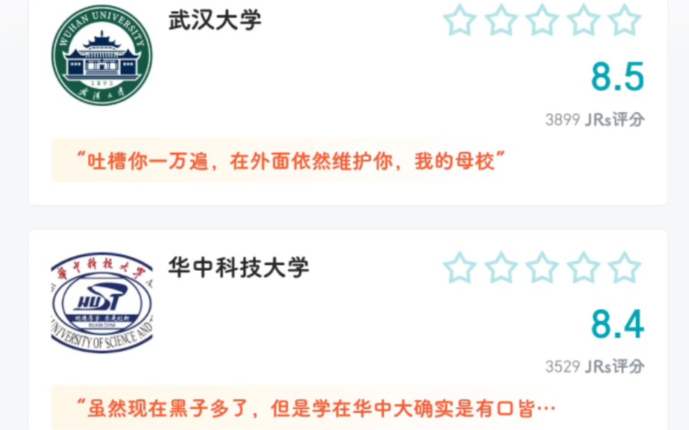[图]虎扑上的湖北省高校评分一览