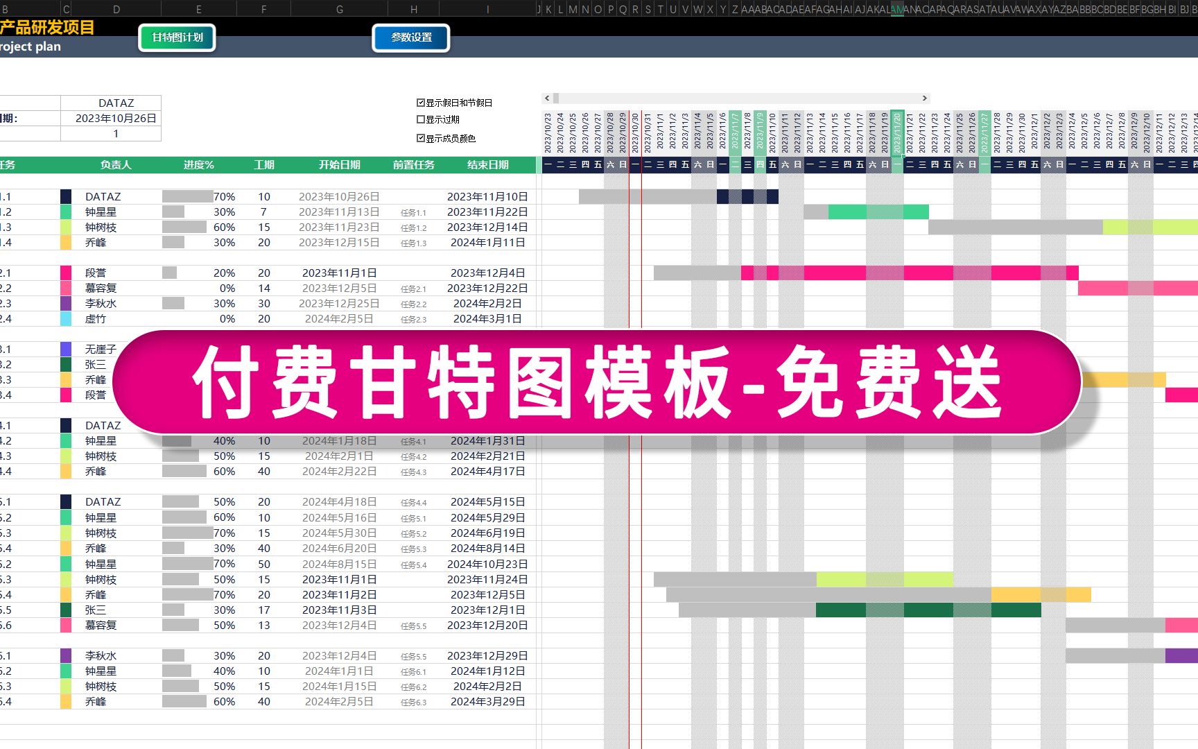 价值49元的高级甘特图EXCEL表格模板免费送哔哩哔哩bilibili