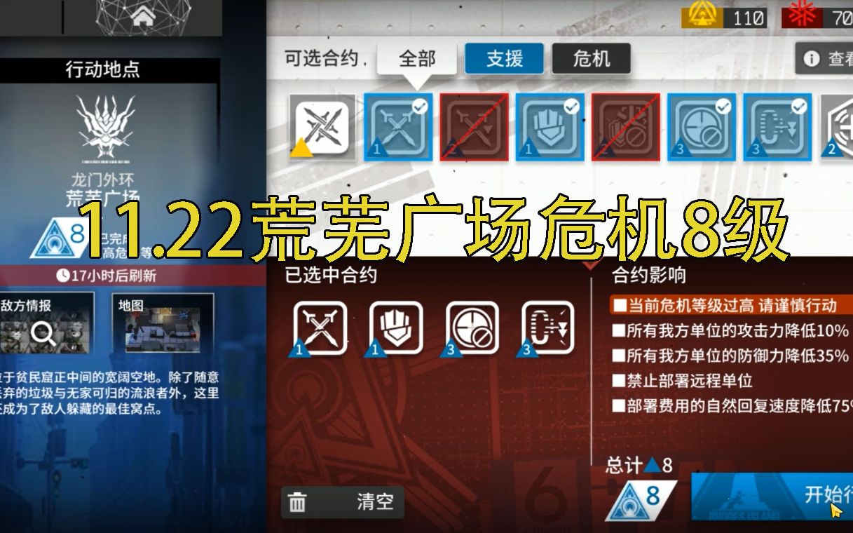 【明日方舟】11.22龍門外環荒蕪廣場危機8級任務通關攻略