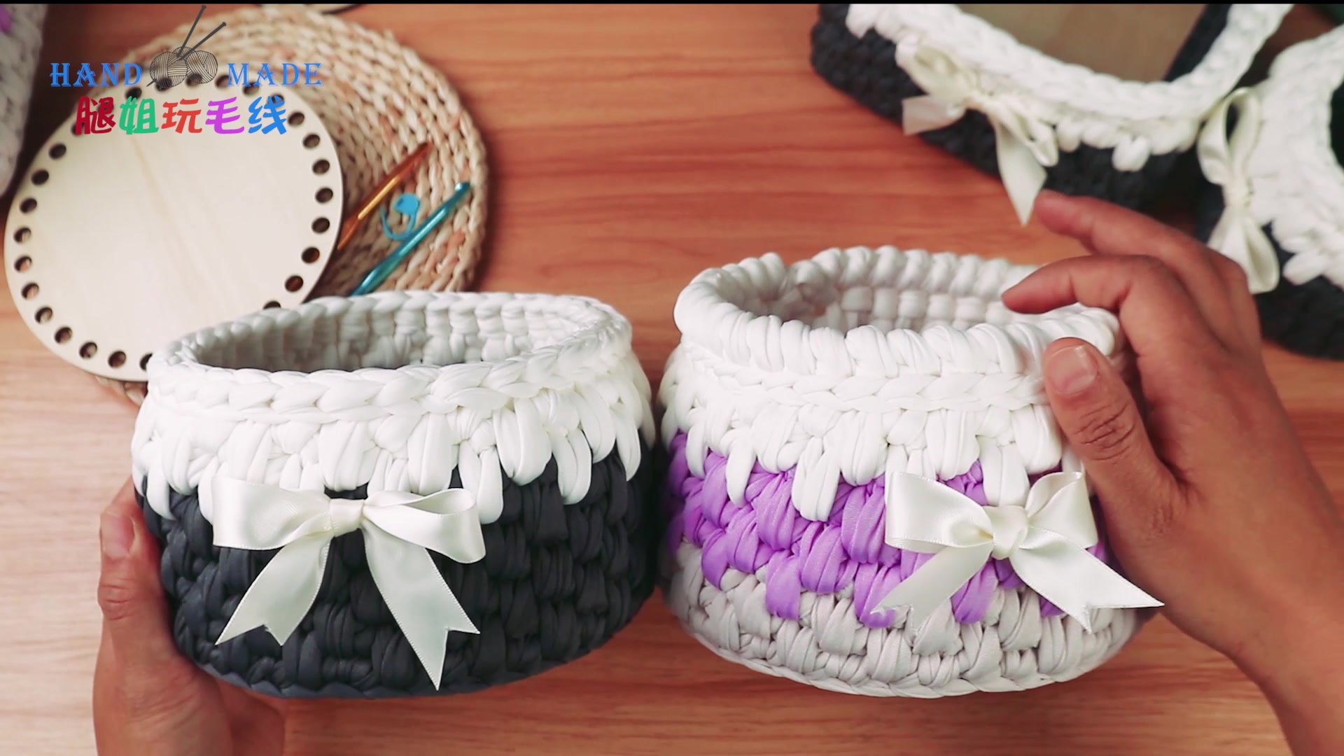 圆形收纳篮编织教程(完整版)_哔哩哔哩 (゜-゜)つロ 干杯~-bilibili