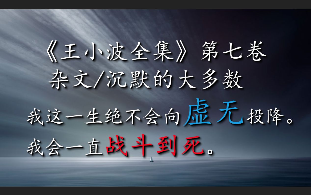 【书摘/王小波全集第七卷】我这一生绝不会向虚无投降.我会一直战斗到死.哔哩哔哩bilibili