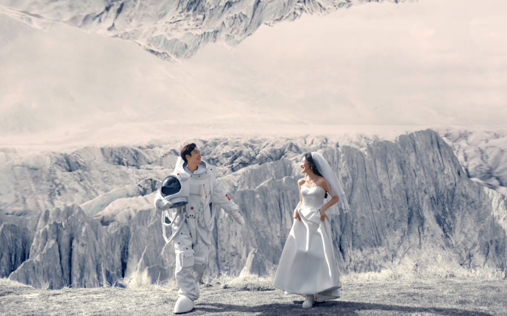 以星际穿越为灵感,拍摄的未来科幻感婚纱照,简直绝了啊