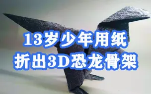 Download Video: 绝活！13岁少年用纸折出3D恐龙骨架