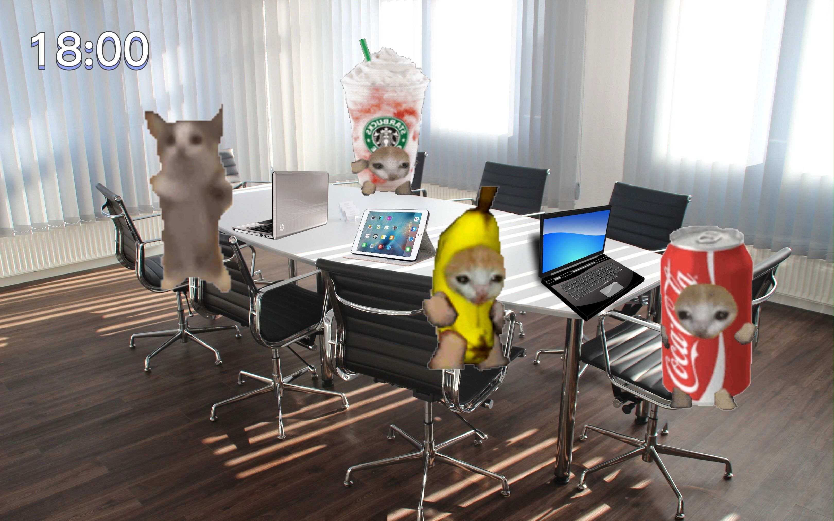 哈皮猫下班了,但是香蕉猫没有