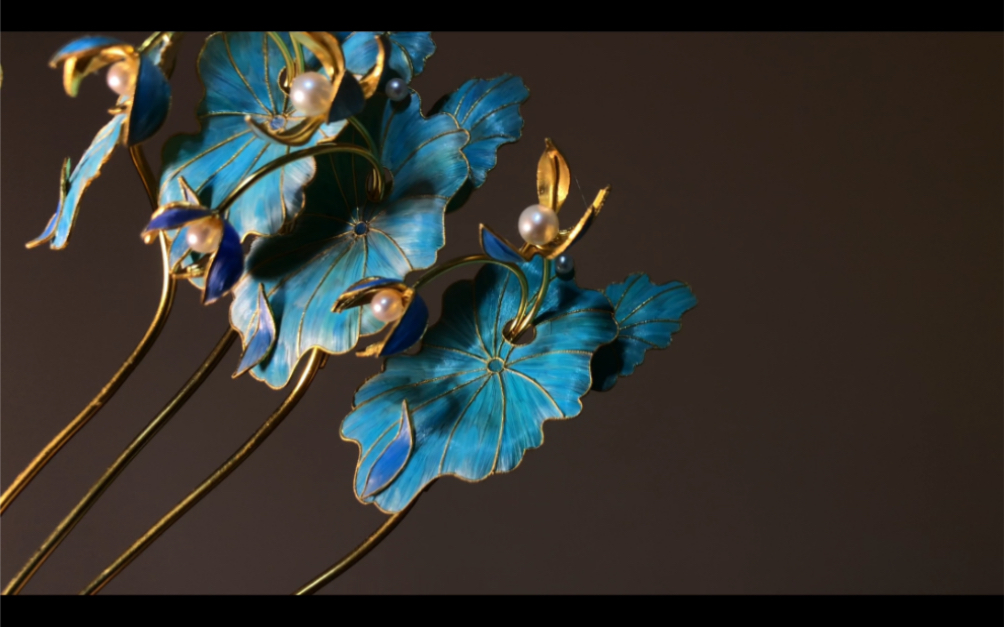 花丝镶嵌仿点翠荷花簪