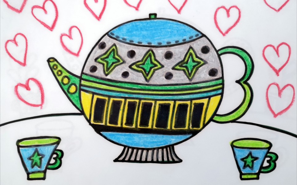 茶壶美术画六年级图片