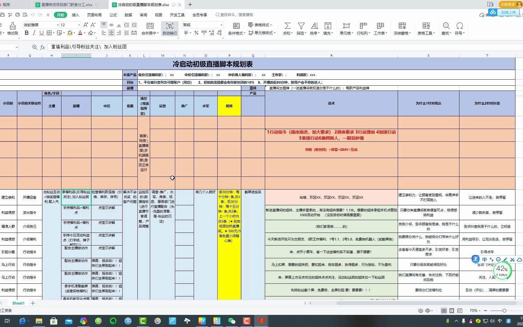 直播带货部门人员分工职位安排冷启动直播带货脚本规划表 话术哔哩哔哩bilibili