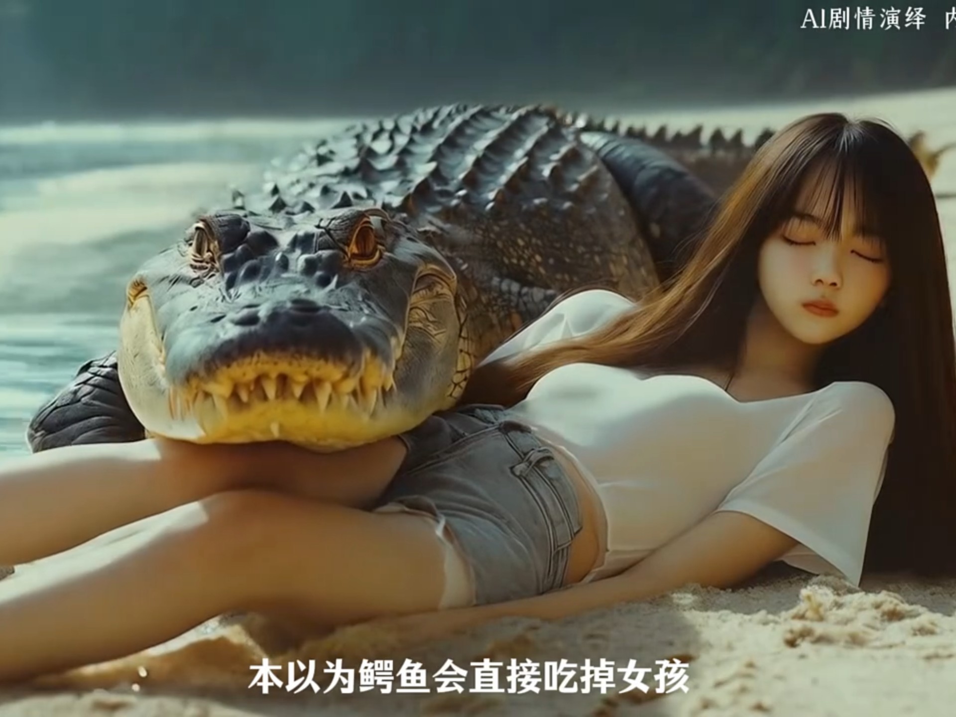 女孩被鳄鱼背回巢穴,二哈舍命相救惊险逃生!