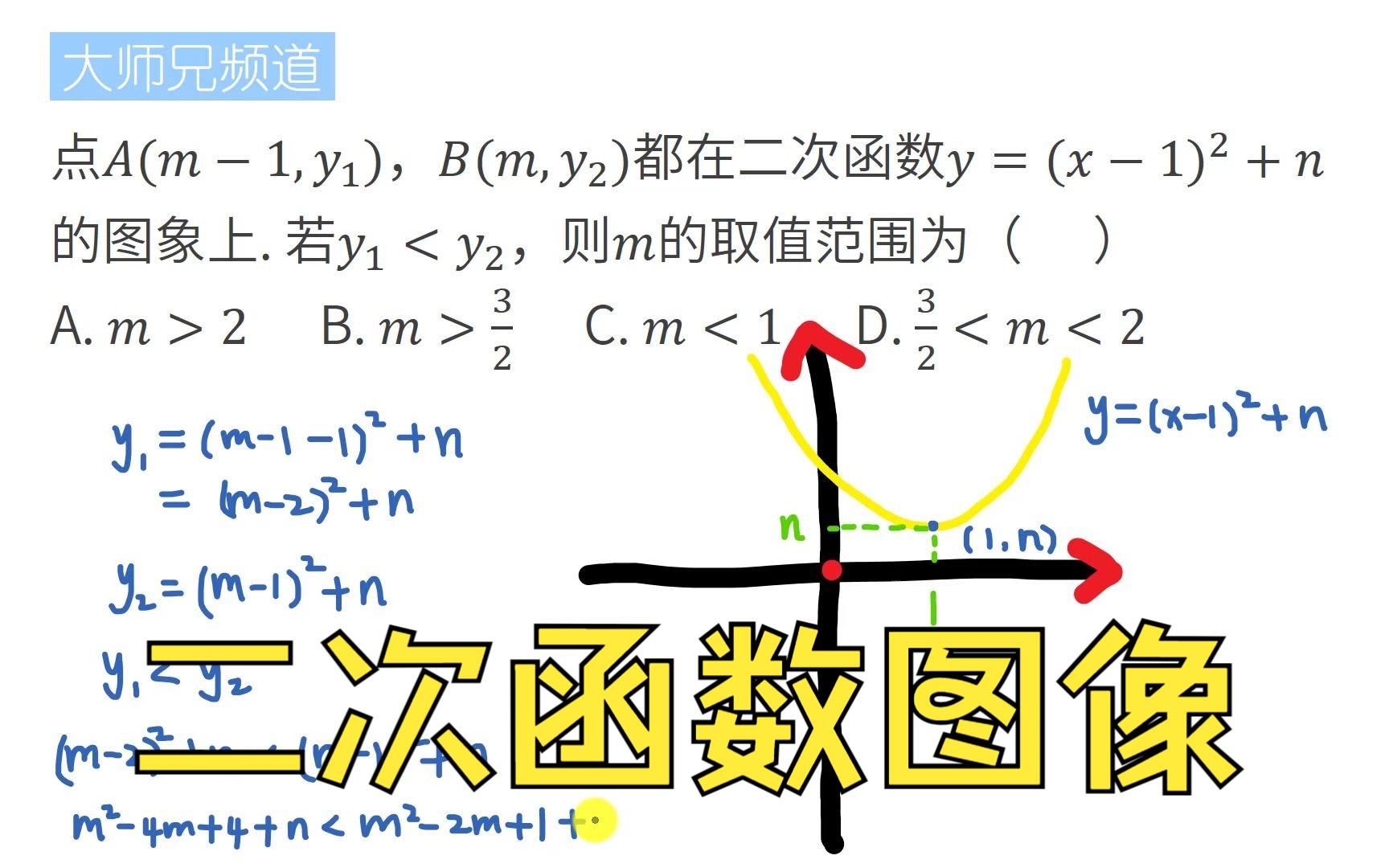 【中考数学】二次函数图像求m的取值范围,中考数学真题讲解哔哩哔哩bilibili