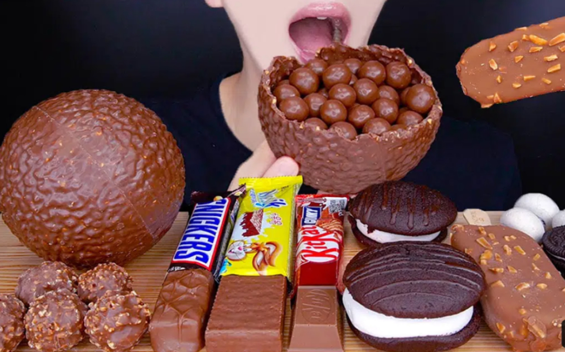 jimmy吃播咀嚼音助眠巧克力盛宴士力架费列罗麦丽素