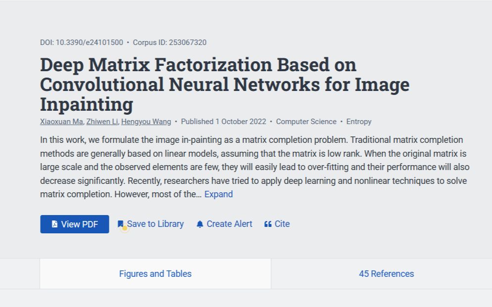 基于CNN的深度矩阵分解模型用于图像修复[论文]哔哩哔哩bilibili