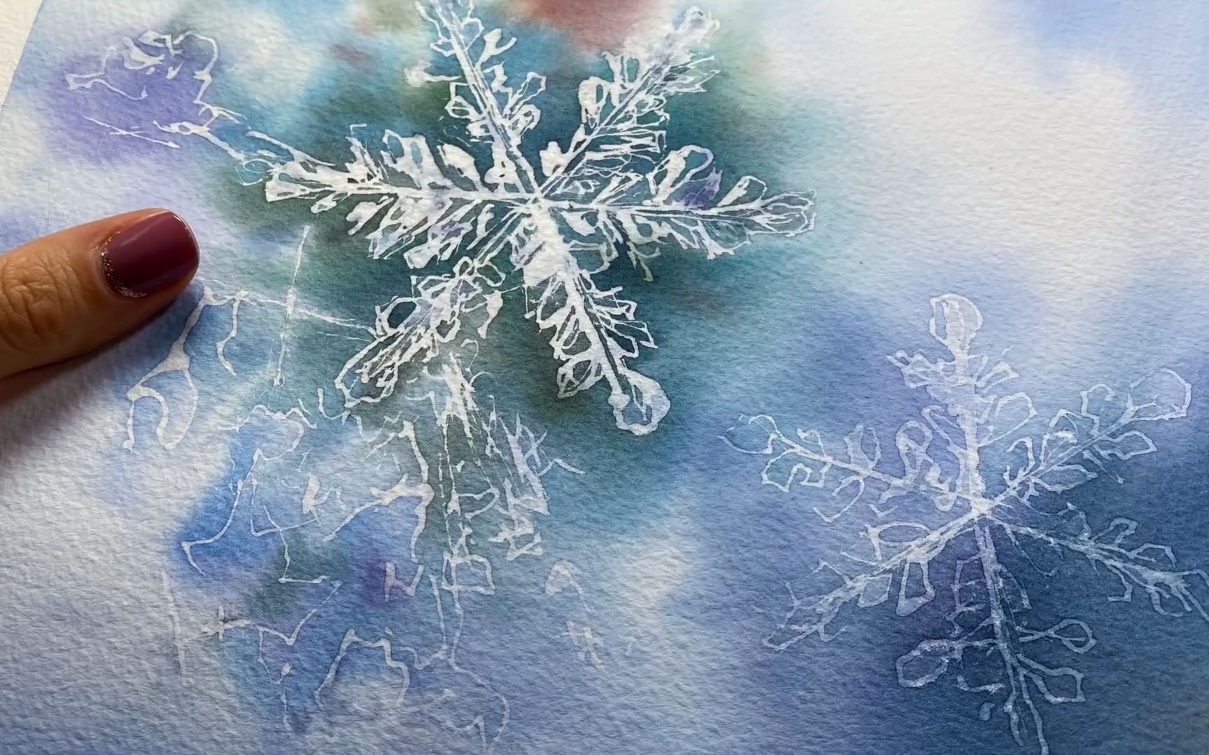 【水彩过程】冬天魔法～来画一片雪花吧!