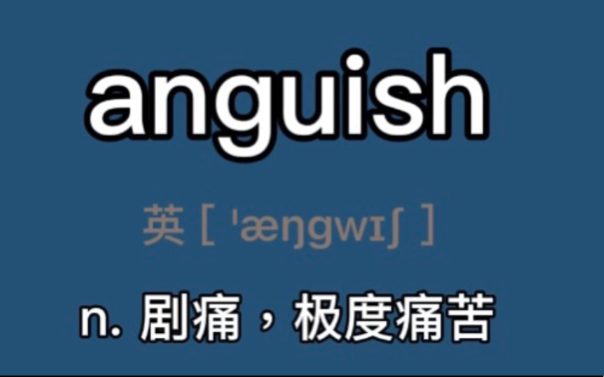 〖考研+六级〗anguish:n. 剧痛,极度痛苦;v. 感到痛苦哔哩哔哩bilibili