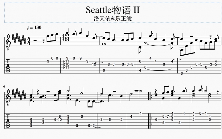 [图]【洛天依乐正绫】Seattle物语 II吉他谱