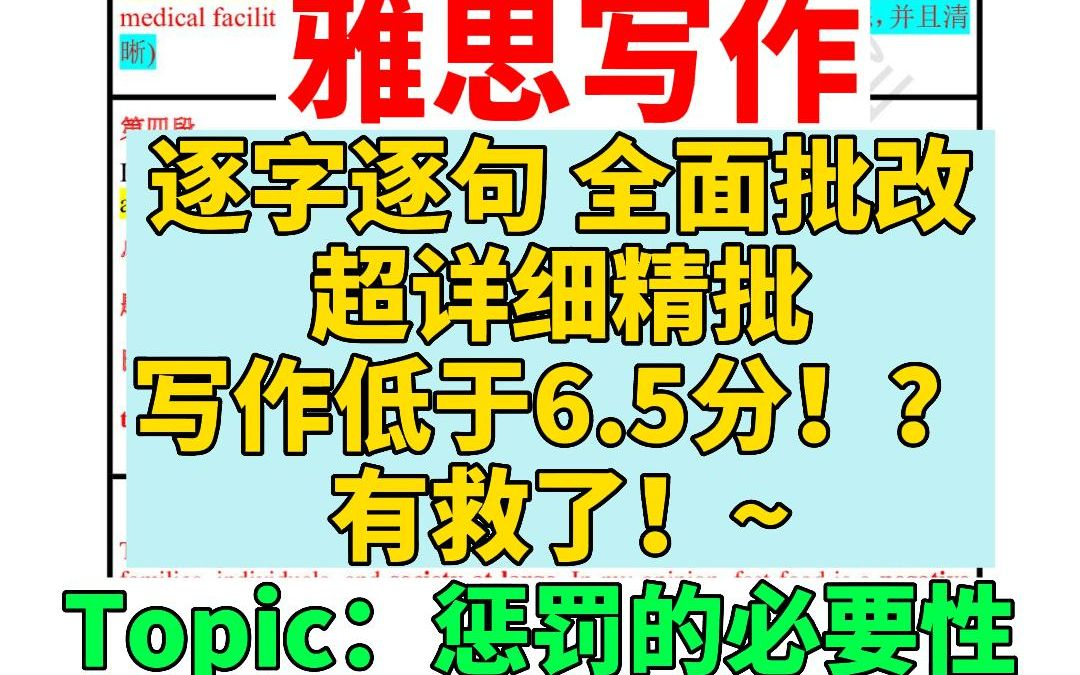 【雅思写作 超详细精批|烤鸭必备】全面批改+评分+高分范文! 今天话题Topic:对孩子惩罚的必要性哔哩哔哩bilibili