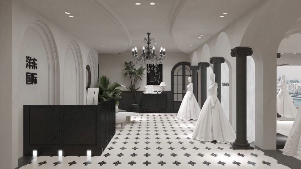 黑白法式婚纱馆这样装修太浪漫了!