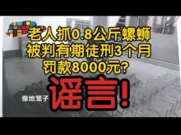 Download Video: 【风吹辟谣】老人抓0.8公斤螺蛳，被判有期徒刑3个月，罚款8000元？谣言！实为非法捕捞被判拘役两个月缓刑两个月！