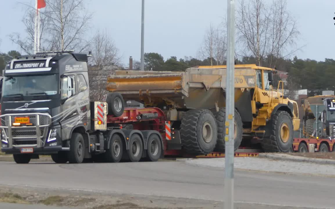 【欧洲卡车】【bm1113 重型运输视频】2x 沃尔沃 fh16 750hp,拖车上装