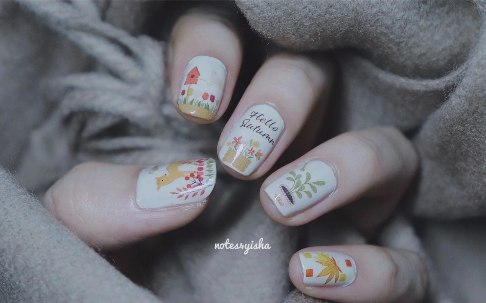 【ColorsOnMyNails】|秋日物语 |懒人水转印美甲贴纸哔哩哔哩bilibili