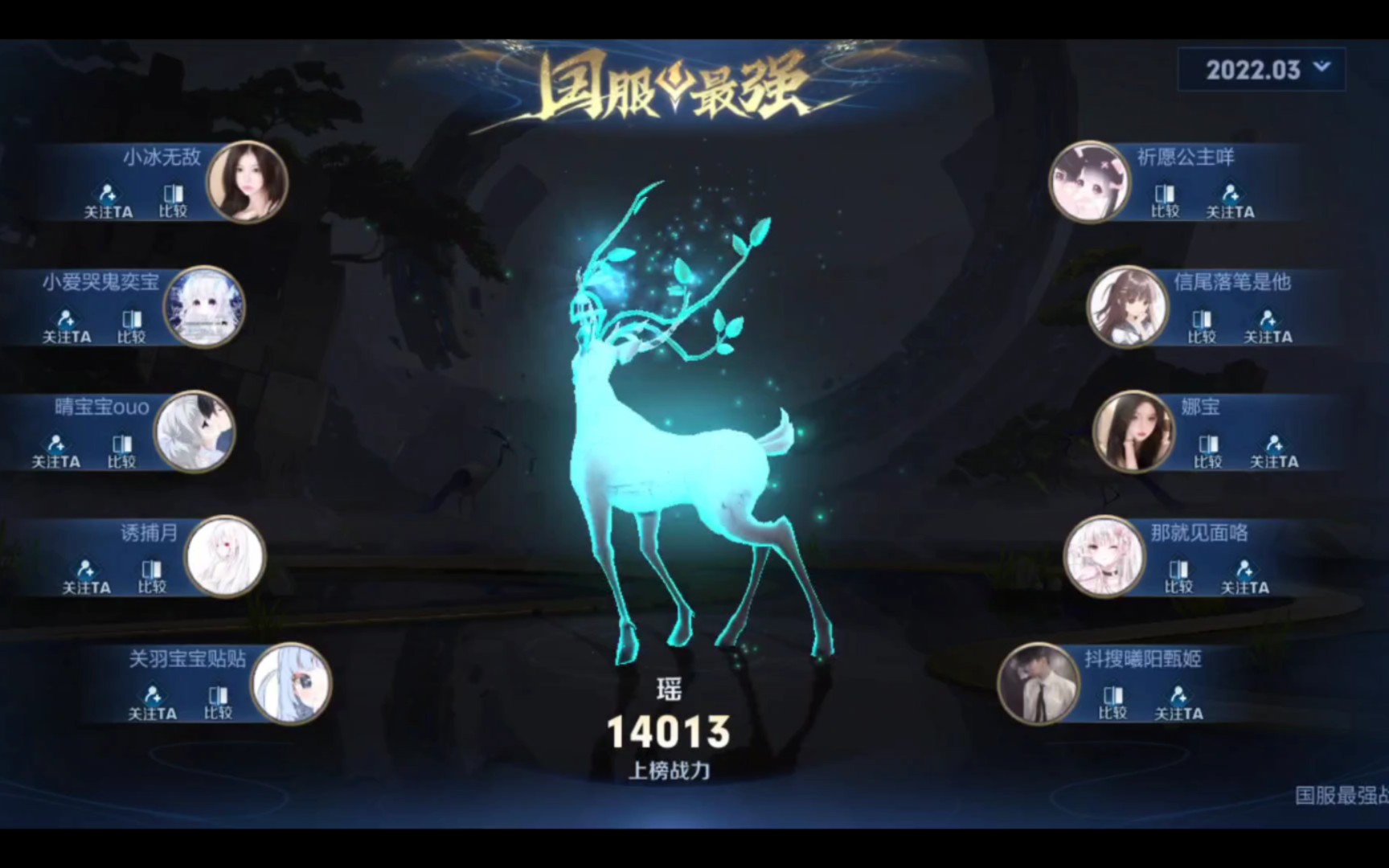 安卓q区十个国服瑶主页数据一览