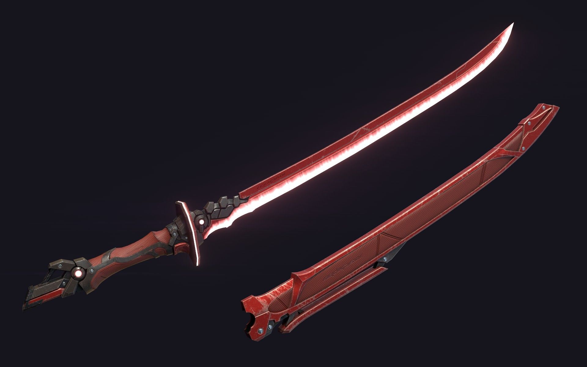 前方视频高能--极致美学猩红斩月刀模型制作