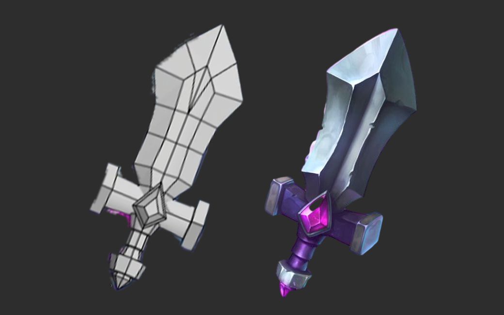 零基础3dmax手绘武器布线建模教程